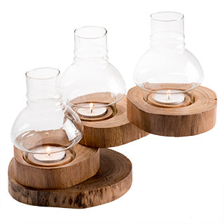 Golden Hour Teak Tealight Holder